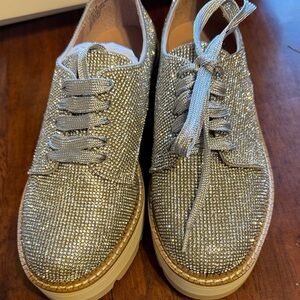 Chelsea & Violet Shimmering Silver Sneakers